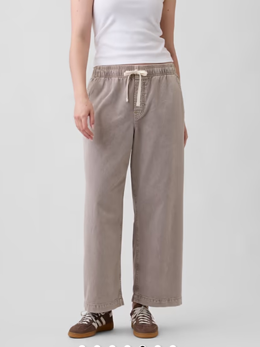 NWT GAP High Rise Pull-On Wide-Leg Jeans in Bergama Neutral Tan, Large Short